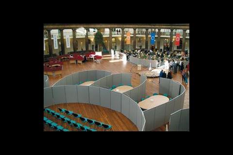 The Dome in use today, sub-divided for catering, studying and meeting space, all of which can be reconfigured very easily. 